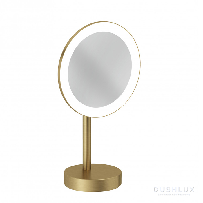 Фото Kludi Vela R Зеркало косметическое, настольное, одностороннее, цвет: Brushed Gold