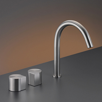 CEA Design DUET Смеситель для раковины, 3 отв., с поворотным изливом, цвет: нержавеющая сталь