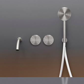 CEA Design GIOTTO Смеситель для ванны, настенный, прогрессивный, с ручным душем, цвет: нержавеющая сталь/белый