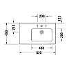 Duravit ME by Starck Раковина 83x49 см, 1 отв., подвесная, с переливом, с полкой слева, цвет: белый