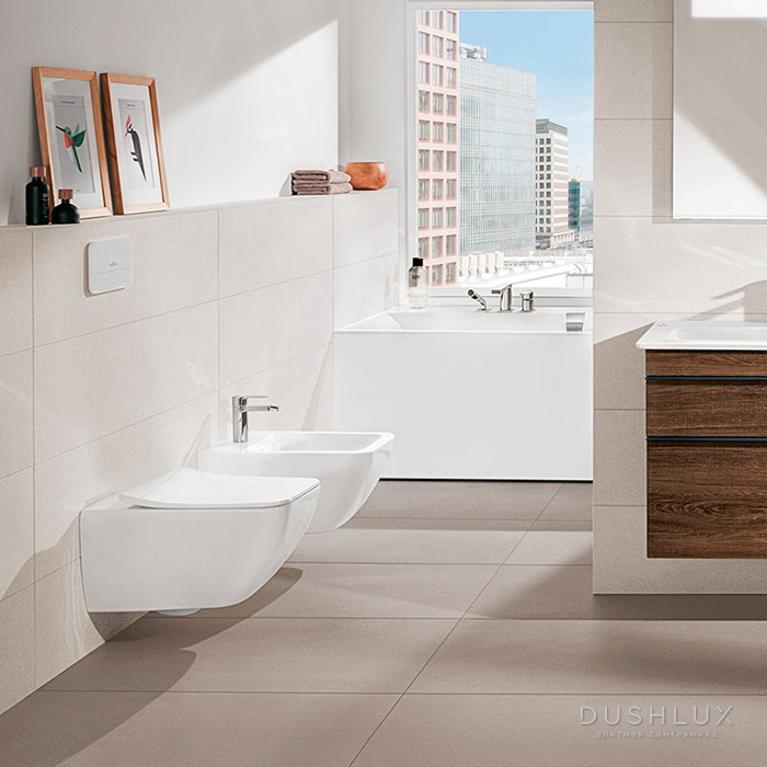 Фото Villeroy&Boch Venticello Сиденье с крышкой для унитаза, с микролифтом, нерж. сталь, SlimSeat LINE, цвет: альпийский белый