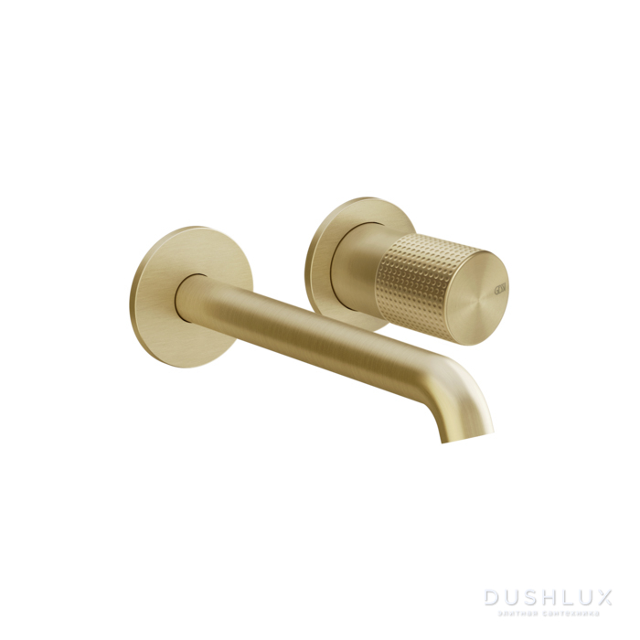Фото Gessi Habito Cesello Смеситель для раковины, настенный, цвет: Brass Brushed PVD
