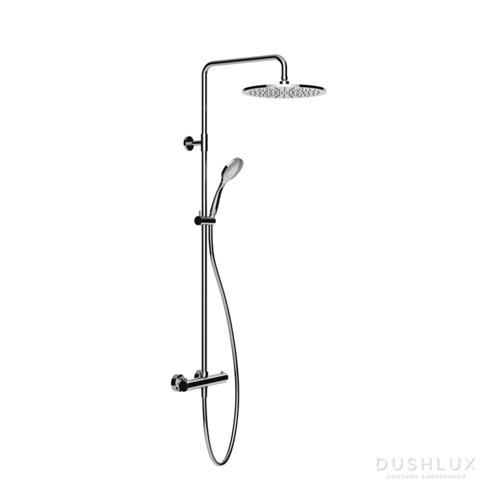 Фото Gessi Emporio shower Душевая система, с верхним душем, термостатическим смесителем, штанга, шланг, ручно душ, цвет: хром