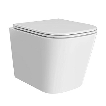 Kerama Marazzi Cubo Унитаз подвесной, безободковый, с крепежом и сиденьем, цвет: белый глянцевый