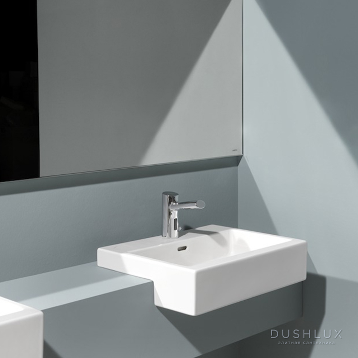 Фото Laufen Living Раковина 55x46х14 см, 3 отв., полувстр., цвет: белый
