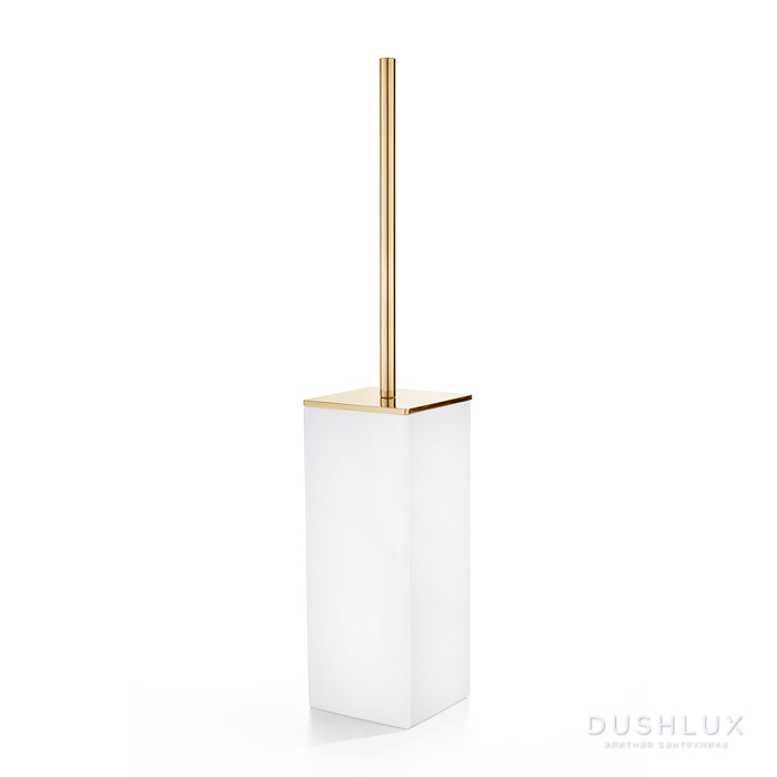 Фото 3SC Mood White Туалетный ёршик, напольный, композит Solid Surface, цвет: белый матовый/золото 24к.