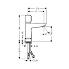 Hansgrohe Talis E Смеситель для раковины 110, самозакрывающийся, на 1 отв, без донного клапана, излив 112мм, h104мм, цвет: хром