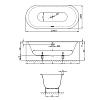 Bette Lux Oval Ванна 180x80x45см., встраиваемая овальная с шумоизоляцией, цвет: черный матовый 035