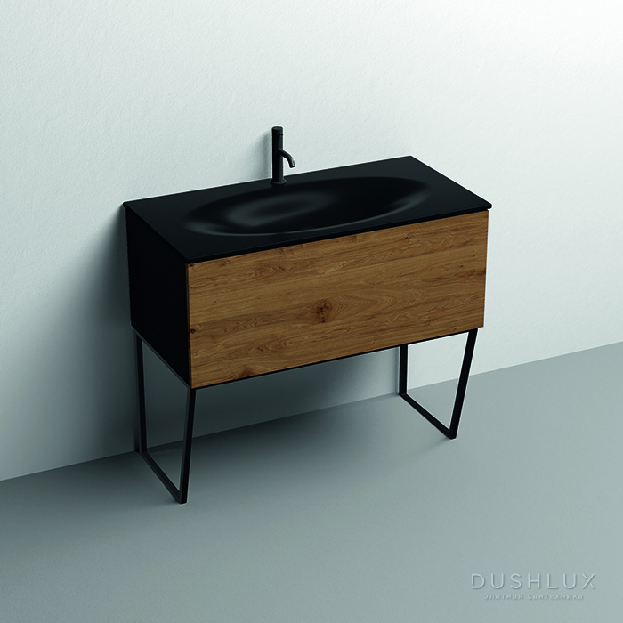 Фото Kerasan Shape Mobile Комплект мебели 102x52см, напольный, 1 ящик, цвет: дуб/черный матовый