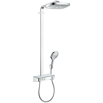Hansgrohe Raindance Select E Душевая система Showerpipe: верх.душ 300 3jet, ручн.душ, шланг, термостат с полочкой, цвет: хром