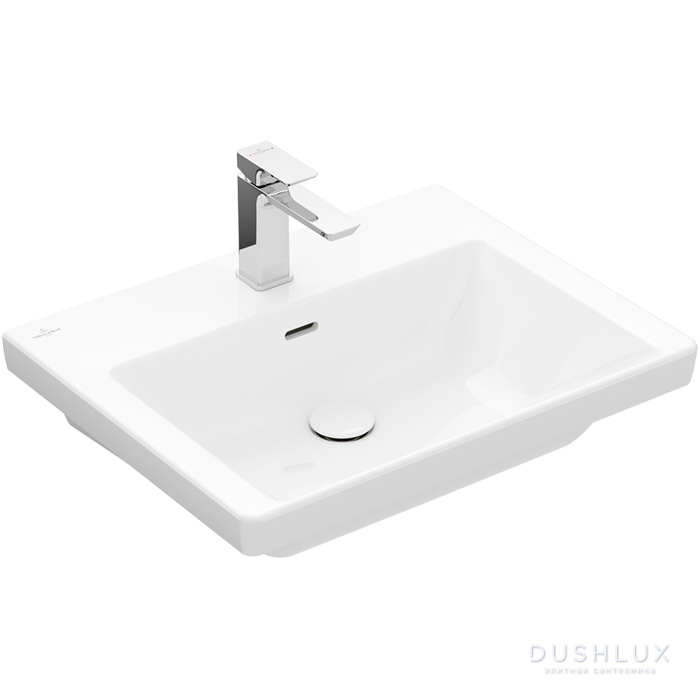 Фото Villeroy&Boch Subway 3.0 Раковина 60х47х16.5см., 1 отв., подвесная, с переливом, цвет: альпийский белый