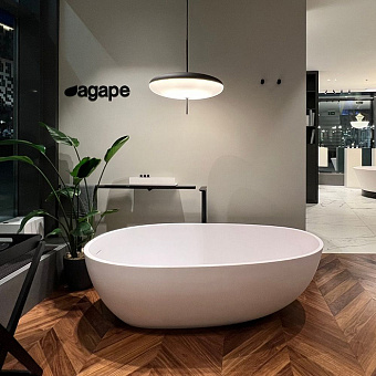 Agape Spoon M Ванна отдельностоящая 160x85хh48см, с переливом, без отв., материал: Cristalplant®, цвет: белый матовый