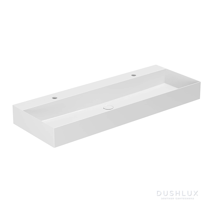 Фото Azzurra Elegance Squared Раковина подвесная/накладная 122x45см., c 2отв., цвет: белый
