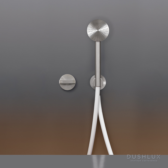 Фото CEA Design BAR Смеситель для ванны/душа, настенный, прогрессивный, с ручным душем, цвет: нержавеющая сталь/белый