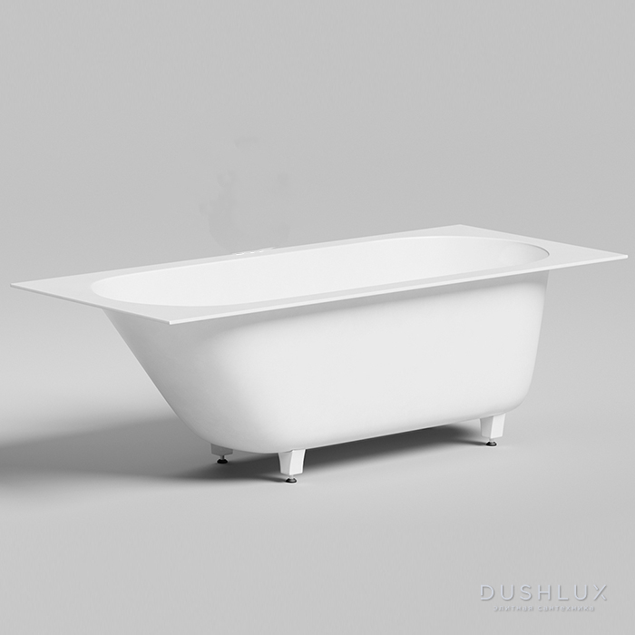 Фото Salini Ornella Kit Встраиваемая ванна 170х75х60cм, овальная чаша, донный клапан, сифон, щелевой слив-перелив, S-Sense, цвет: белый матовый