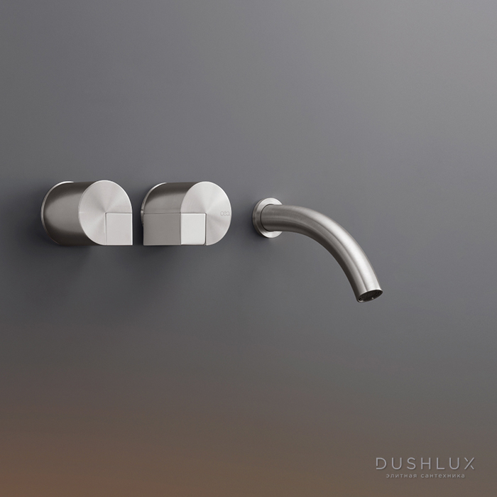 Фото CEA Design DUET Смеситель для раковины, настенный, цвет: нержавеющая сталь