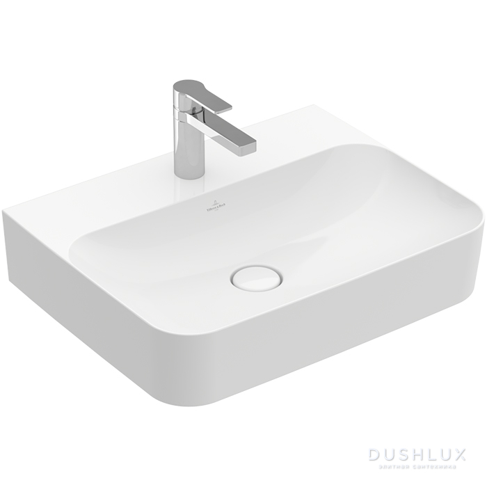Фото Villeroy&Boch Finion Раковина 60х47 см, 1 отв., с переливом, с антигрязевым покрытием CeramicPlus, цвет: белый