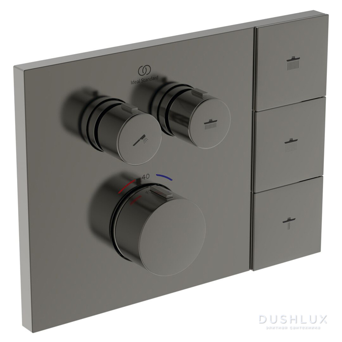 Фото Ideal Standard Ceratherm Navigo Solos Смеситель для душа, встраиваемый, термостатический, цвет: PVD Magnetic Grey (Магнит)