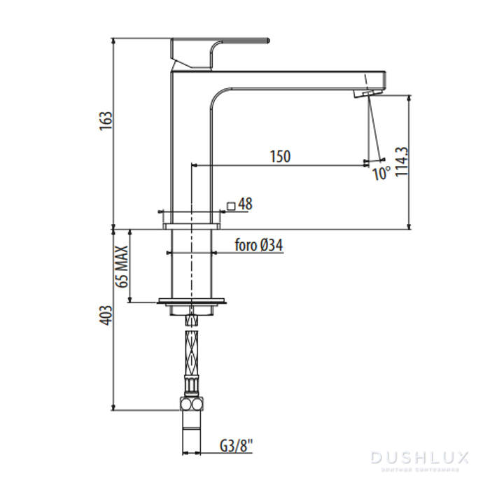 Gattoni Kubik Смеситель для раковины без донного клапана, цвет хром ...