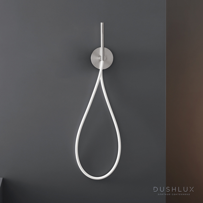 Фото CEA Design CIRCLE Смеситель для душа, настенный, с ручным душем, цвет: нержавеющая сталь/белый