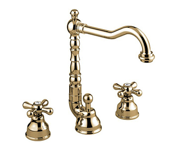 Emmevi Deco Old Смеситель для раковины (излив 18.3 см), на 3 отверстия, с донным клапаном, цвет: бронза