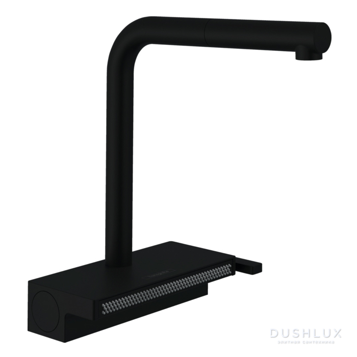 Фото Hansgrohe Aquno Select M81 Смеситель для кухни, 1 отв., с вытяжным душем 2jet, цвет: черный матовый