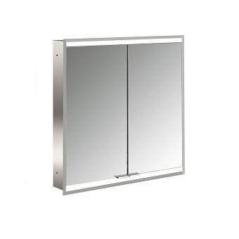 EMCO Prime2 Зеркальный шкаф 60x70см., с подсветкой, встраиваемый, 2 двери, 2 полки, розетка, цвет: белый