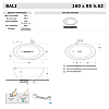 Gruppo Treesse Bali Ванна 160x85x62cм., отдельностоящая, с сливом-переливом и сифоном, Solid Surface, цвет: белый матовый