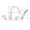 Hansgrohe Vernis Shape Смеситель на борт ванны, на 4 отверстия, излив 211мм, с ручным душем, цвет: матовый черный