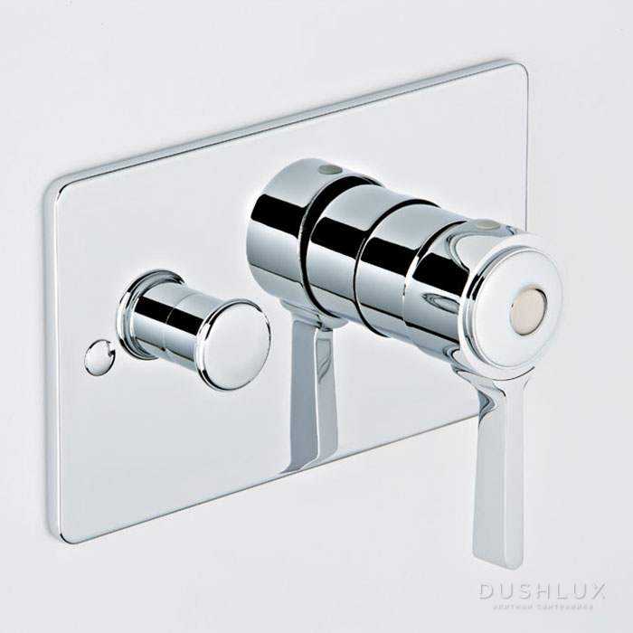 Фото THG CAPUCINE VERT DECOR PLATINE Смеситель для душа встраиваемый, однорычажный, с переключателем, внешняя часть, декор платина, цвет: хром