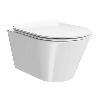 Kerama Marazzi PLAZA Modern Унитаз подвесной безободковый, с системой смыва RIM UP+ (Tornado), цвет: белый глянцевый