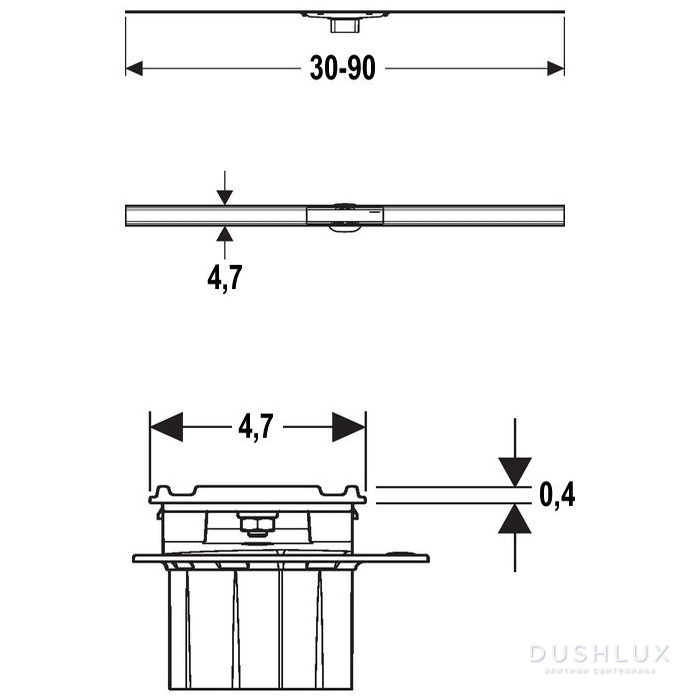 Geberit CleanLine60 Дренажный канал, цвет: нержавеющая сталь/черный ...