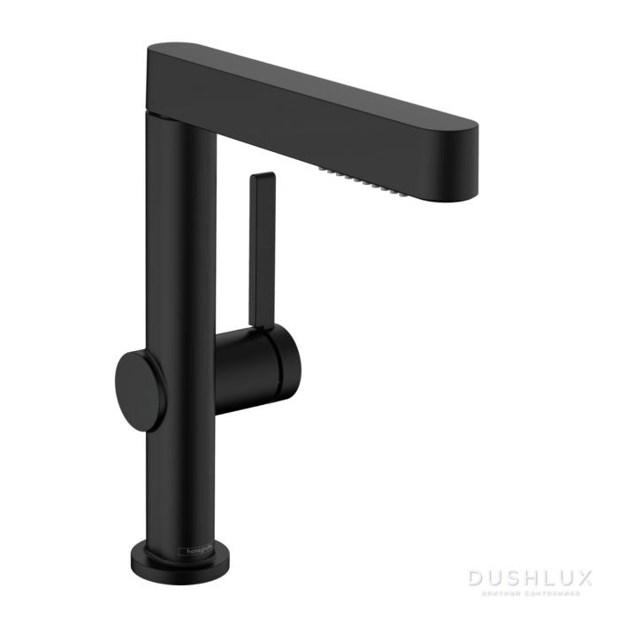 Фото Hansgrohe Finoris Смеситель для раковины, 1 отв., с донным клапаном Push-Open, цвет: черный матовый
