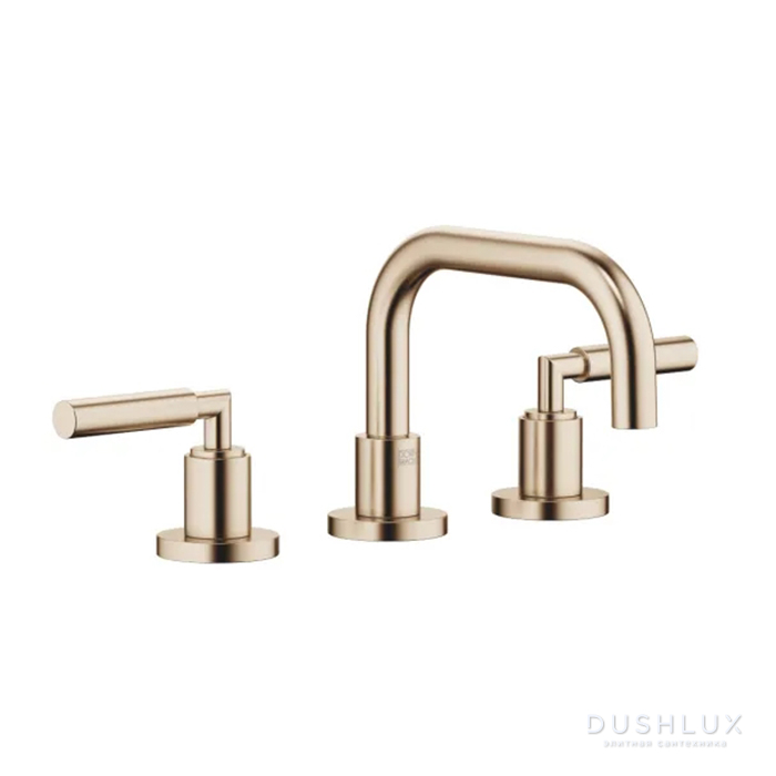 Фото Dornbracht Tara Смеситель для раковины, на 3 отв., с донным клапаном, цвет: Шампанское сатинированное