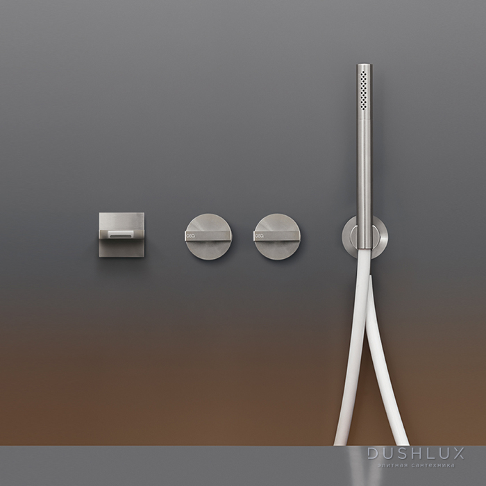 Фото CEA Design BAR Смеситель для ванны, настенный, прогрессивный, с ручным душем, цвет: нержавеющая сталь/белый