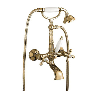 Emmevi Deco Old Смеситель для ванны, настенный, с ручным душем, цвет: бронза