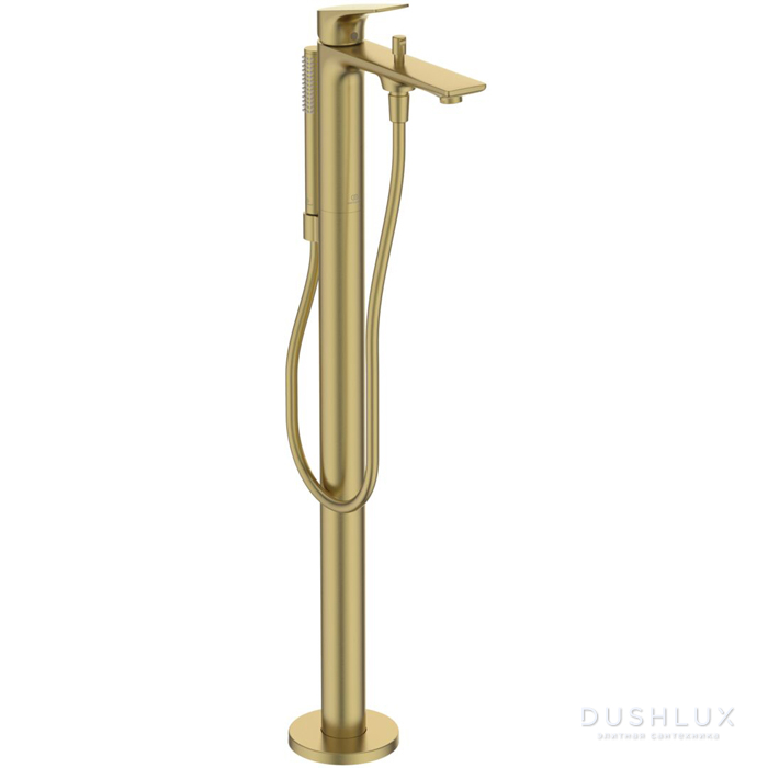Фото Ideal Standard La Dolce Vita Смеситель для ванны, напольный, с ручным душем, цвет: PVD Brushed Gold (Шлифованное Золото)