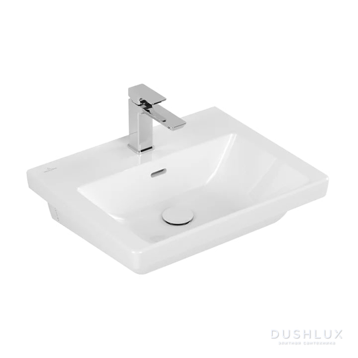 Фото Villeroy&Boch Subway 3.0 Раковина 55х44х16.5см., 1 отв., подвесная, с переливом, цвет: альпийский белый