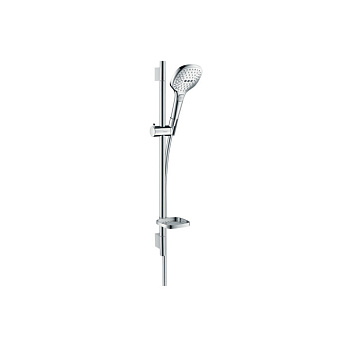 Hansgrohe Raindance Select E Душевая стойка: штанга 650mm, ручной душ 120, 3jet (Rain, RainAir, WhirlAir), EcoSmart, мыльница, шланг, цвет: хром