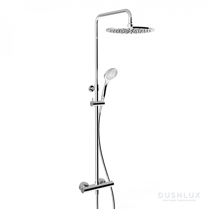 Фото Gessi Minimalistic Shower Душевая стойка с термостатическим смесителем, верхним душем Ø30см., ручным душем и шлангом 150см., цвет: хром