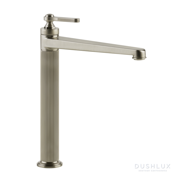 Фото Gessi Venti20 Смеситель для раковины, на 1 отв., высокий, с донным клапаном, цвет: Finox Brushed Nickel