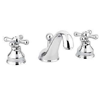 Emmevi Deco Classic Смеситель для раковины (излив 13 см), на 3 отверстия, с донным клапаном, цвет: хром
