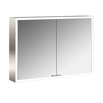 EMCO Prime Зеркальный шкаф 100x70см., с подсветкой, навесной, 2 двери, 2 полки, розетка, цвет: белый