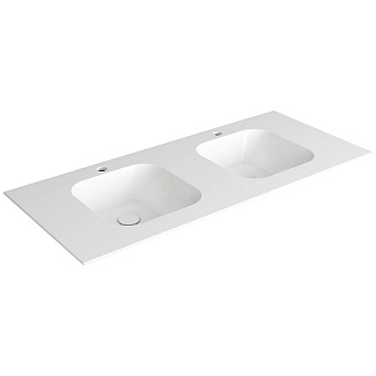 Simas WAVE Раковина двойная 120x50xh14,5см, встраиваемая, с 2 отв, цвет: белый