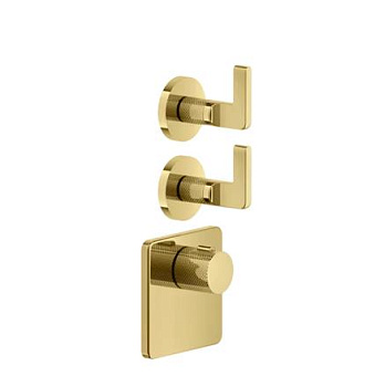 Gessi Inciso Встраиваемый термостатический смеситель на 2 источника, резьба 3/4", цвет: золото
