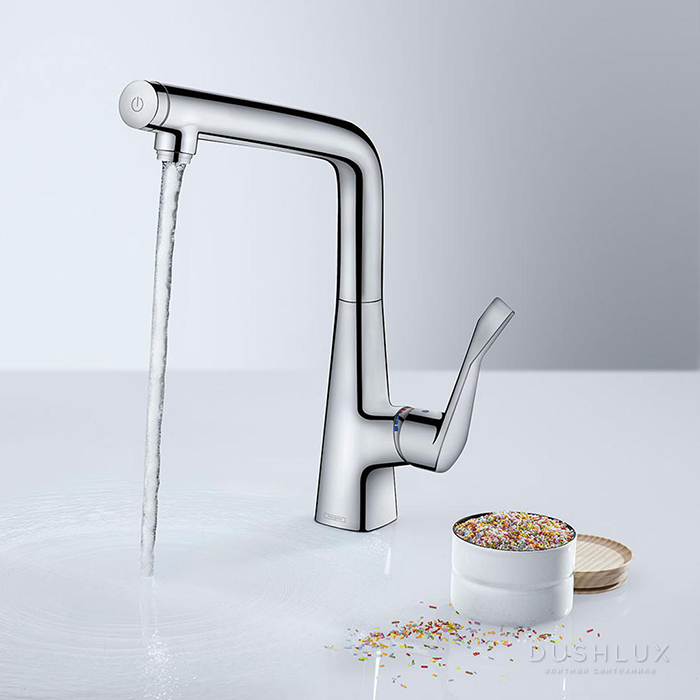 Фото Hansgrohe Metris Select Смеситель для кухни на 1 отв, поворотный излив, цвет хром