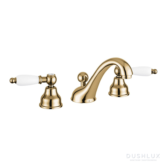 Фото Emmevi Deco Ceramic Смеситель для раковины (излив 13 см), на 3 отверстия, с донным клапаном, цвет: бронза