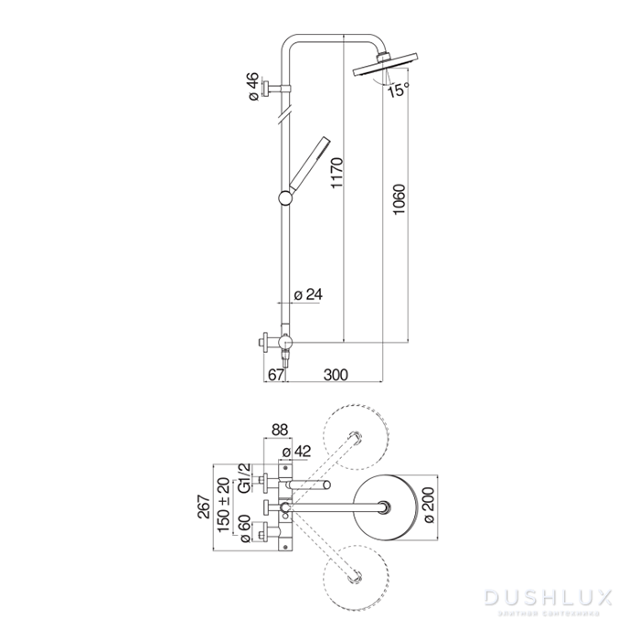 Nobili Live Душевая стойка, с верхним душем, термостатическим ...