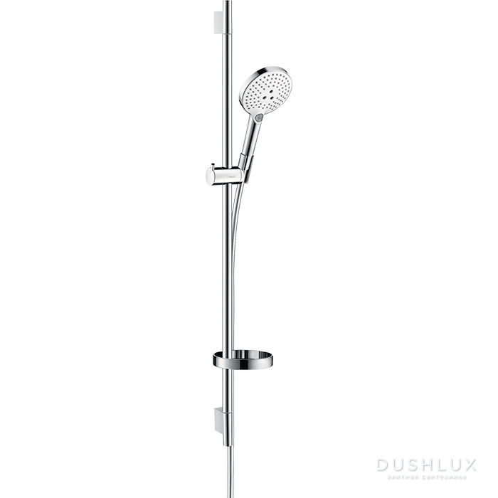 Фото Hansgrohe Raindance Select S Душевой набор: штанга 90см, ручной душ, 3jet (Rain, RainAir, WhirlAir), мыльница, шланг, цвет: белый/хром