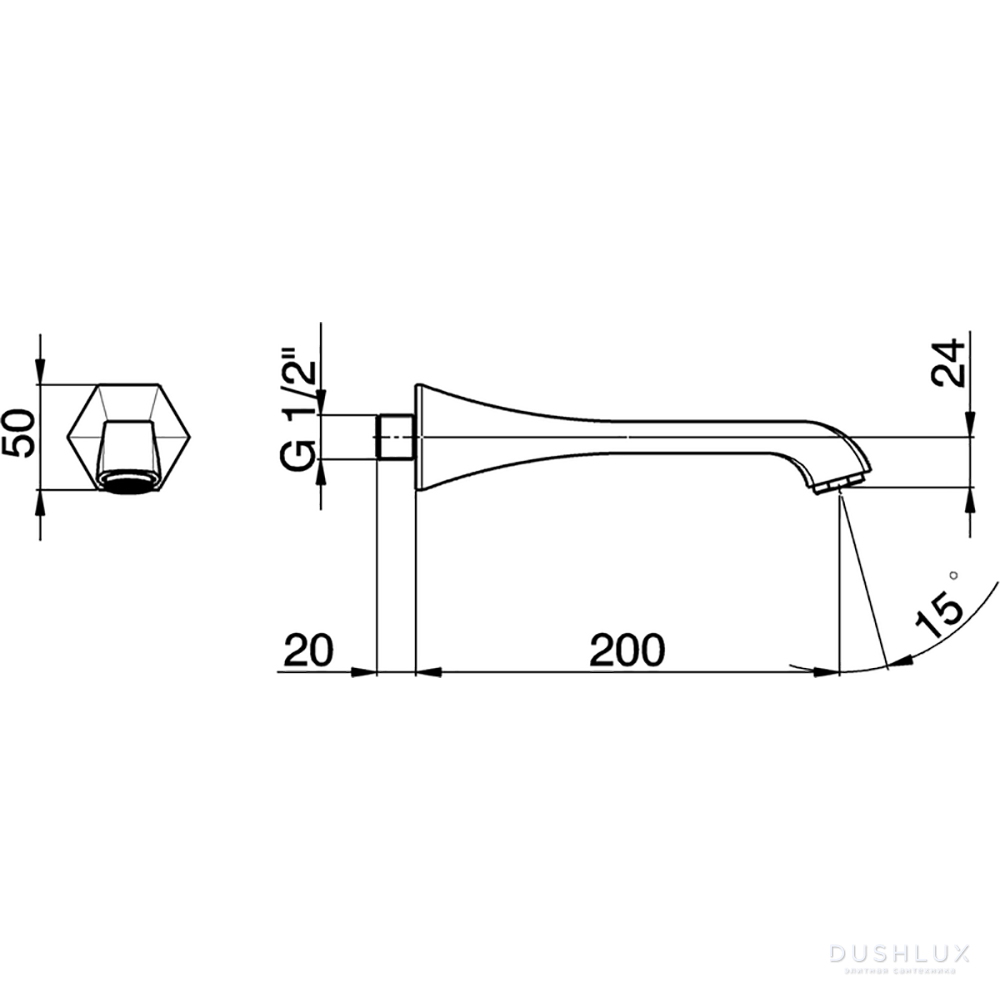 CISAL Cherie Излив настенный 200 мм для ванны, цвет: золото ...